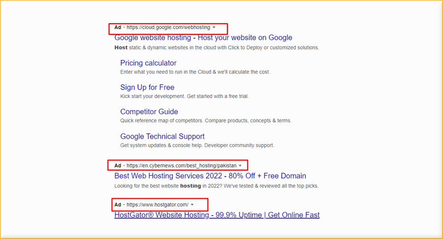 example of PPC search ads 